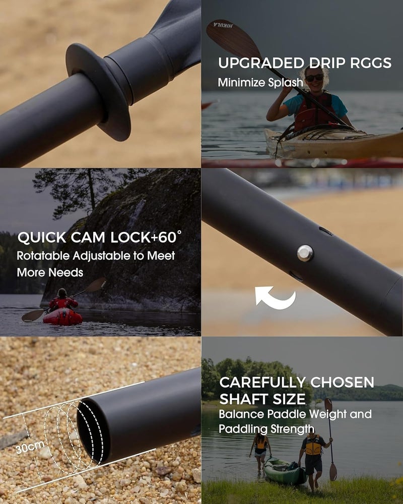 HIKULA Kayak Paddles Aluminum Shaft Paddle with Nylon Blades, Floating Adjustable Kayaking Oars, 3 Piece, 220-240cm/86-94 Inches,Black/Rose/Teal - Image 3